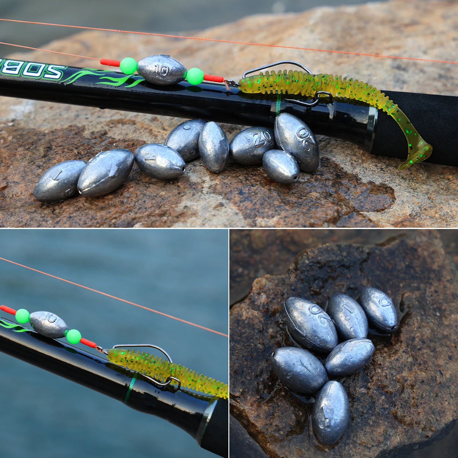 Plomos ovalados Sougayilang – Resistentes a la corrosión para pesca - imagen 4
