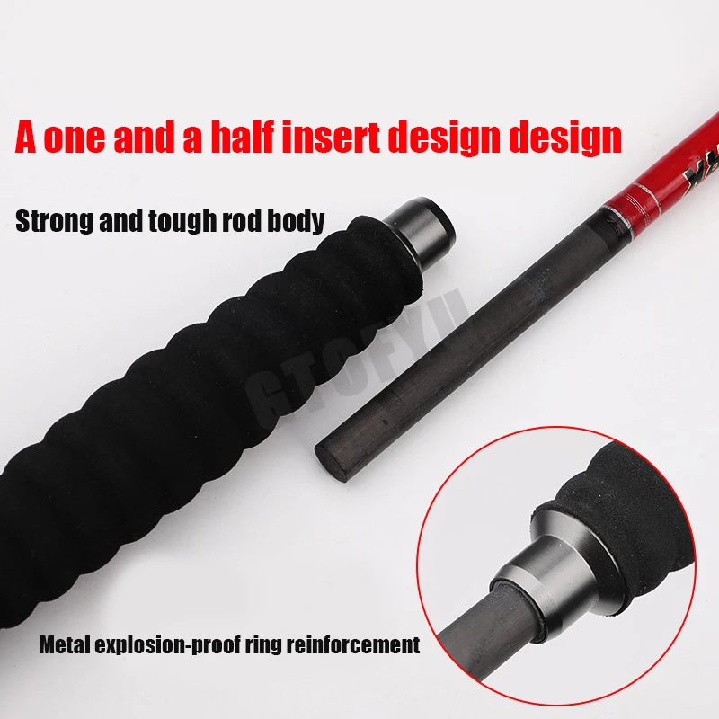 Caña de pescar de barco de fibra de carbono giratoria de fundición en alta mar de agua salada de 1,6 M, 2 piezas, caña de pescar de viaje portátil, caña de Surf de viaje - imagen 3