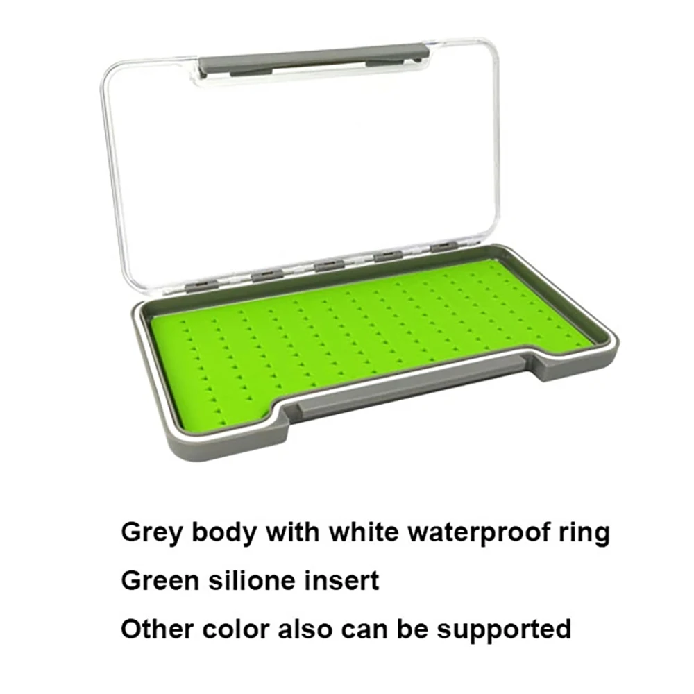 Aventik-caja de pesca con mosca impermeable, caja de almacenamiento de moscas transparente con funda de inserción de silicona, accesorio de pesca - imagen 3