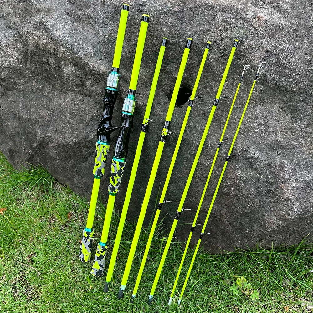 Caña de pescar con señuelo Micro de 4/5 secciones, caña de pescar giratoria de carbono para Baitcasting, señuelo de viaje WT. 3,5g-14g ML Pesca de trucha y luccio 1,8/2,1m - imagen 4