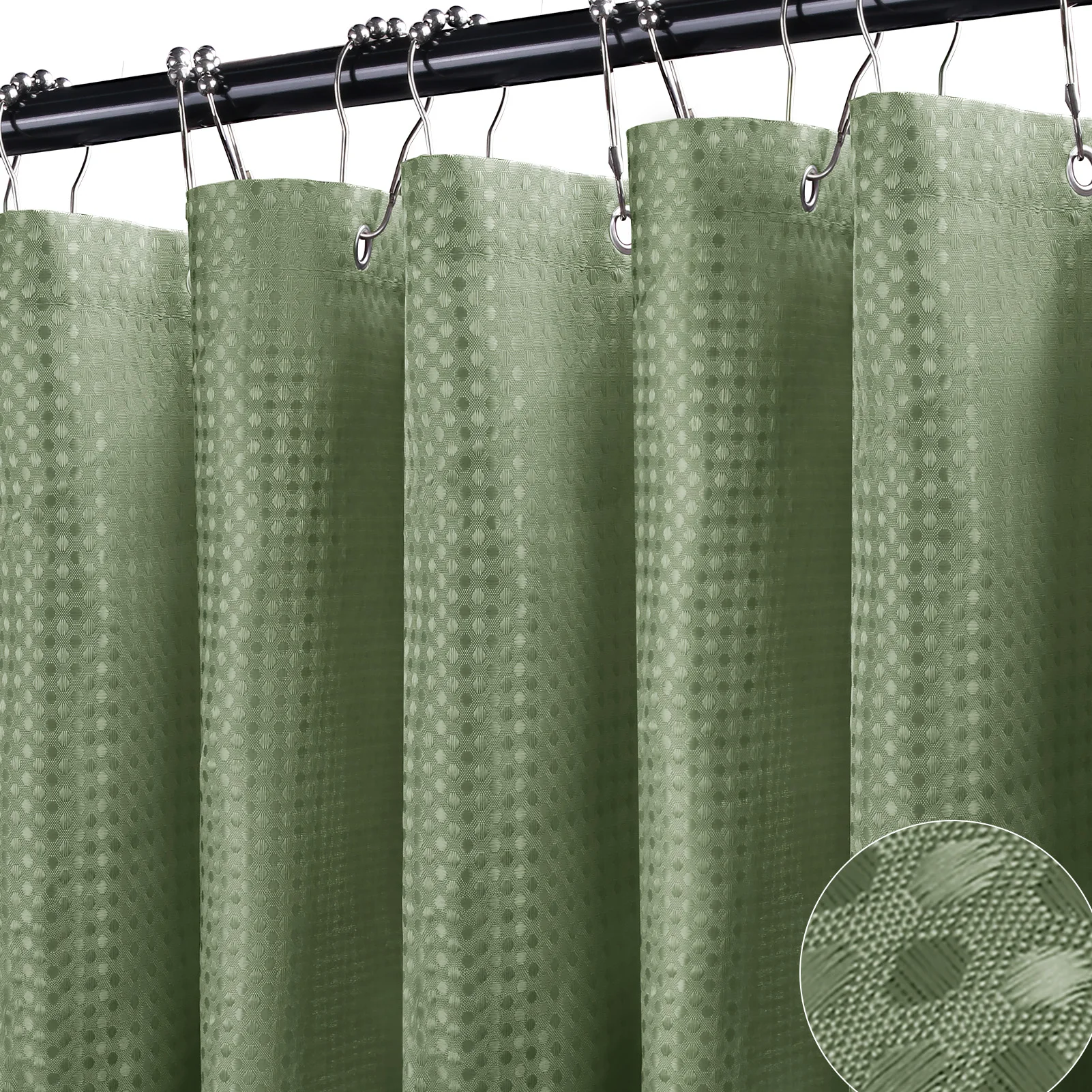 Cortina de ducha gofre antihongo impermeable con ganchos
