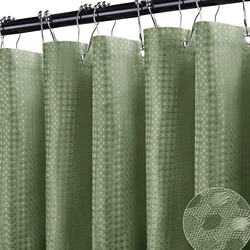 Cortina de ducha gofre antihongo impermeable con ganchos