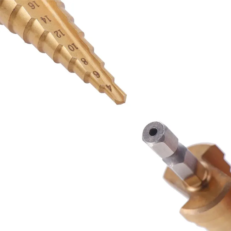 3-12 4 -12 4-20MM HSS taladro escalonado de Pagoda estriado recto 3 uds bolsa de tela vástago hexagonal juego de brocas escariadoras agujero de Metal de madera recubierto de titanio - imagen 5