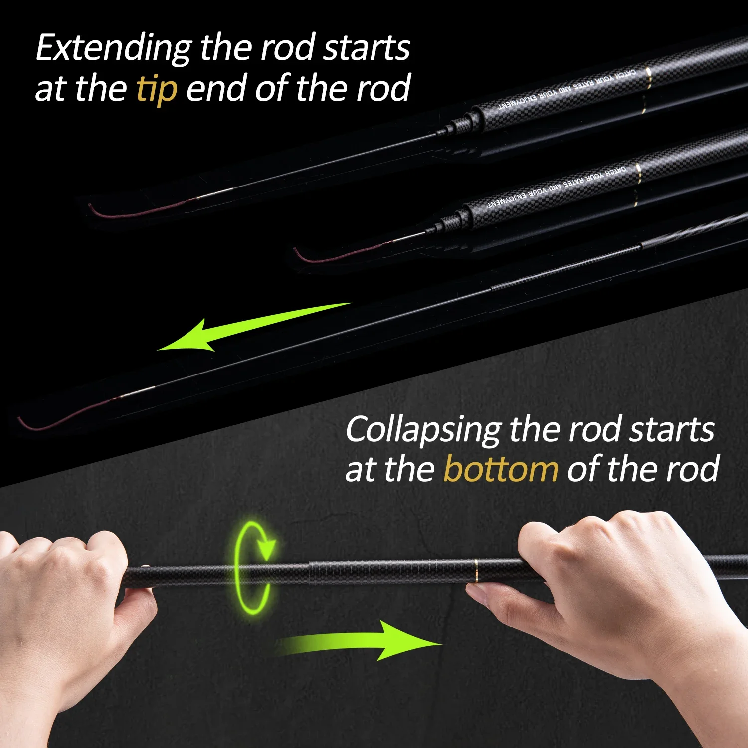 Caña de pescar telescópica Goture 2/8 Power 3,6/4,5/5,4/7,2 M caña ultraligera portátil de fibra de carbono dura arrastre máximo 5Kg herramientas de pesca - imagen 4