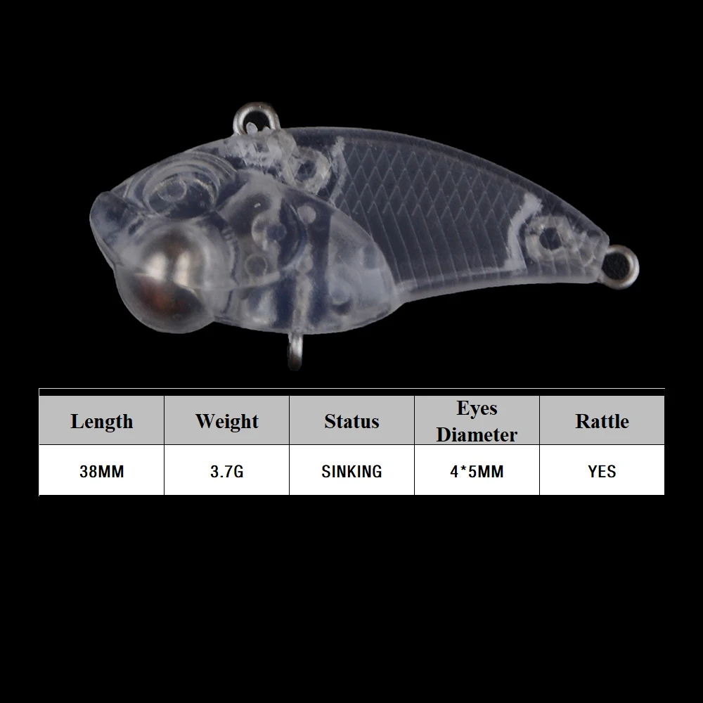 Chan'sHuang 30 Uds. Señuelos de pesca en blanco sin pintar 3,8 cm 3,7g de fundición larga Mirco VIB sonajero vibración DIY cebo Artificial hecho a mano - imagen 2