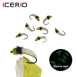 ICERIO Señuelos de latón luminosos 6 pcs – Cabeza de látex Scud para trucha y mosca
