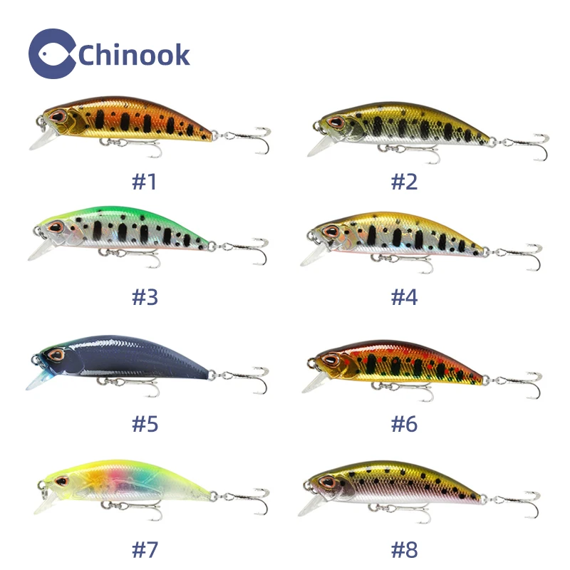 CHINOOK Micro mini hundimiento Minnow Wobblers Señuelos de Pesca 50mm 5g cebo duro Artificial Jerkbait Crankbait aparejos de pesca de lubina - imagen 5
