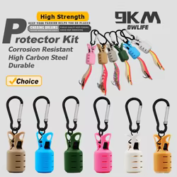 Kit protector de calamar de 9KM, 6 uds., cubierta de ganchos Egi de pulpo para pie web, paraguas de sepia, tapa de señuelo con mosquetón