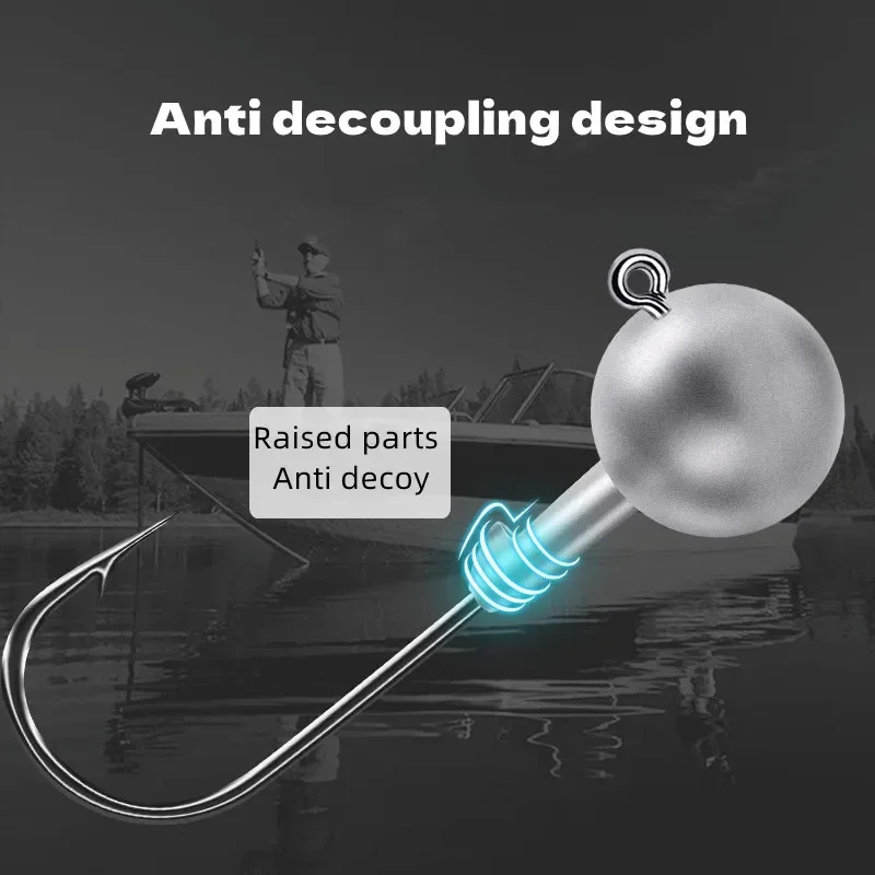 1/5 Uds 3,5g-21g manivela anzuelo con cabeza anzuelo de pesca cabeza plantilla señuelo cebo duro gusano suave Luya anzuelo anzuelo - imagen 4