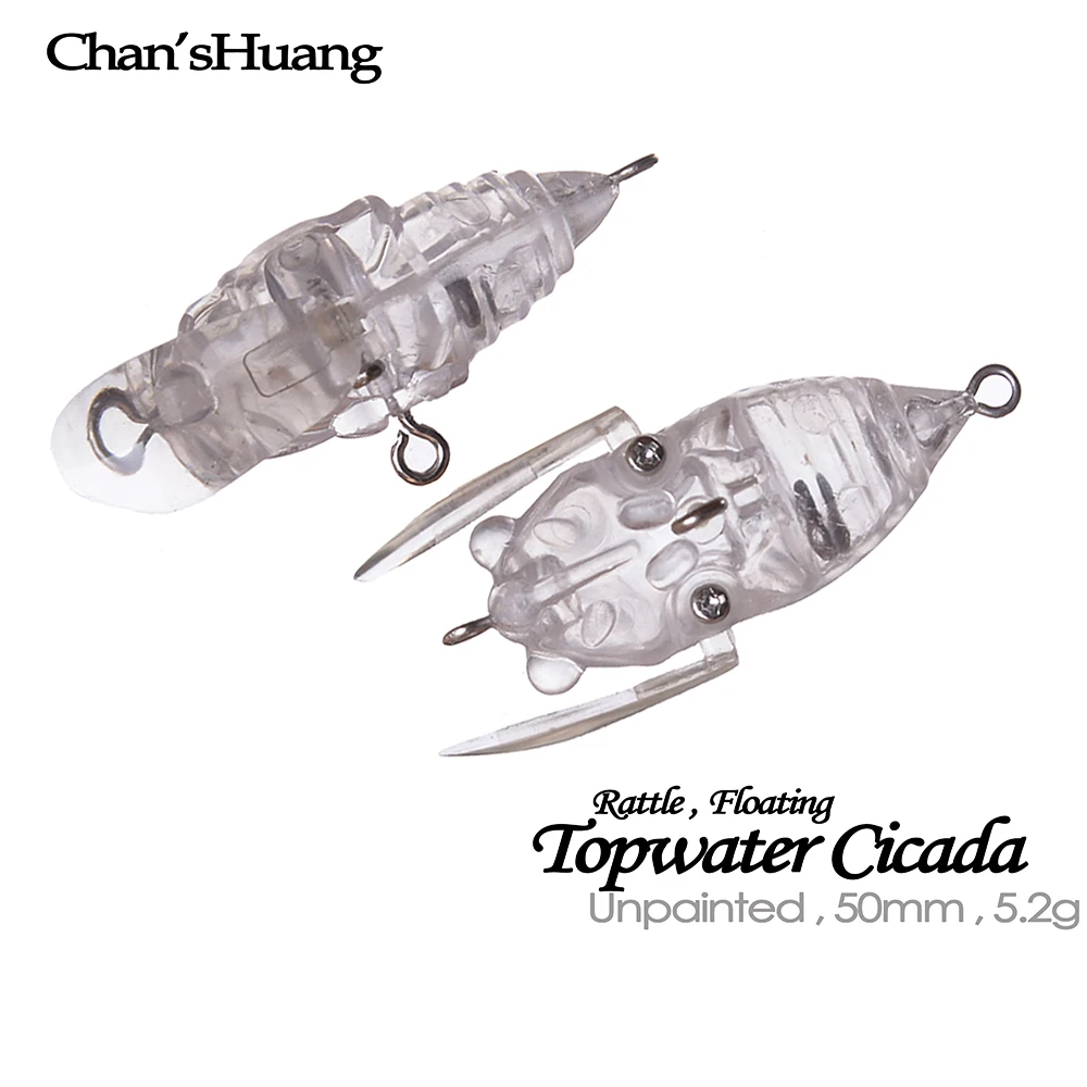 Señuelo Cigarra TopWater Chan'sHuang – En blanco con sonajero para DIY - imagen 2