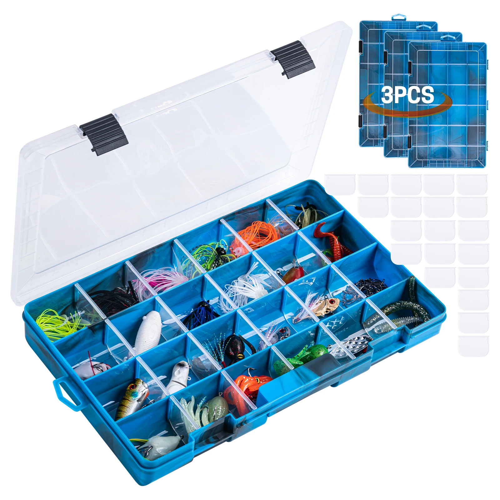 Goture-caja de aparejos portátil duradera, caja de cebo de pescador de plástico, compartimentos, organizador de anzuelos, estuche de almacenamiento, accesorios de pesca - imagen 2