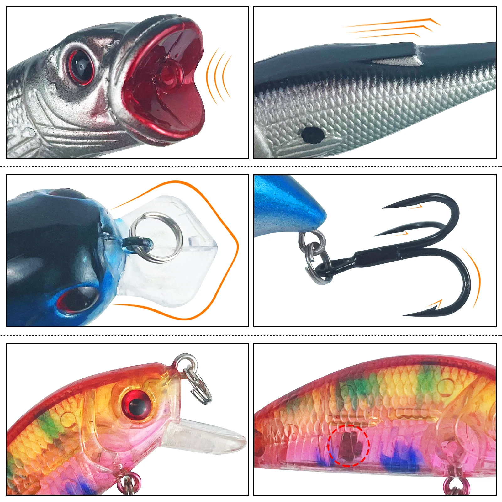 Cebos duros Minnows crankbaits mixtos Free Fisher para agua dulce - imagen 4