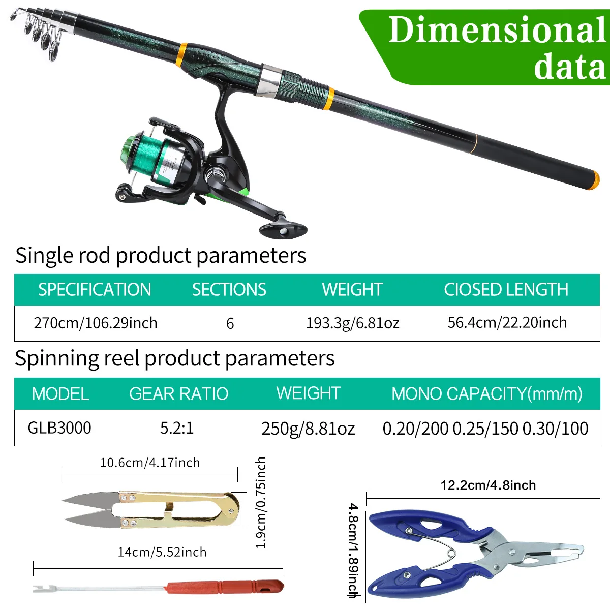Combo Caña Telescópica Fiberglass Verde + Señuelo Minnow - imagen 3