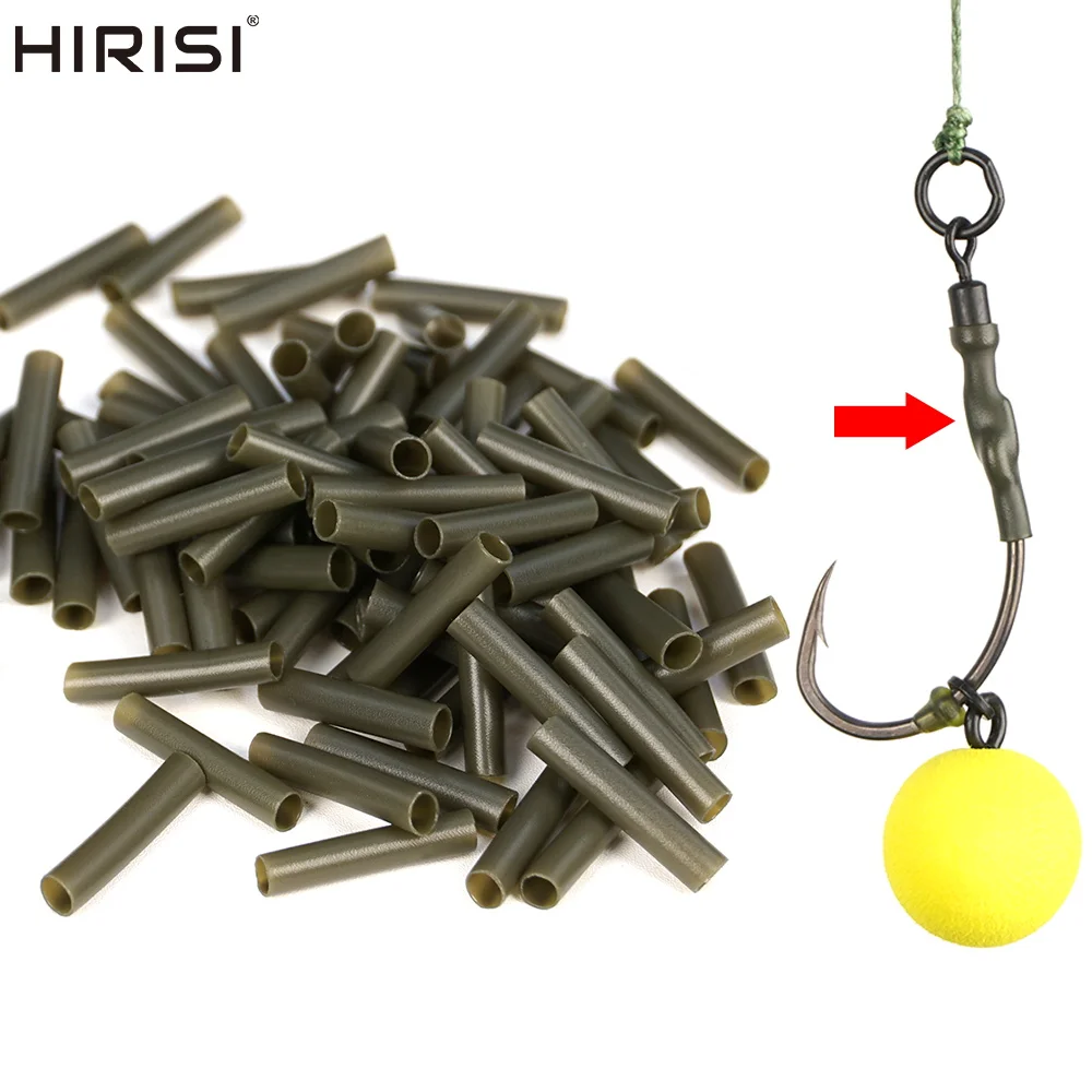 Hirisi-Kit de Tubo termorretráctil para pesca de carpa, mangas de gancho antienredos, accesorios de aparejo para el cabello Ronnie, aparejos de pesca duraderos, 100 Uds.