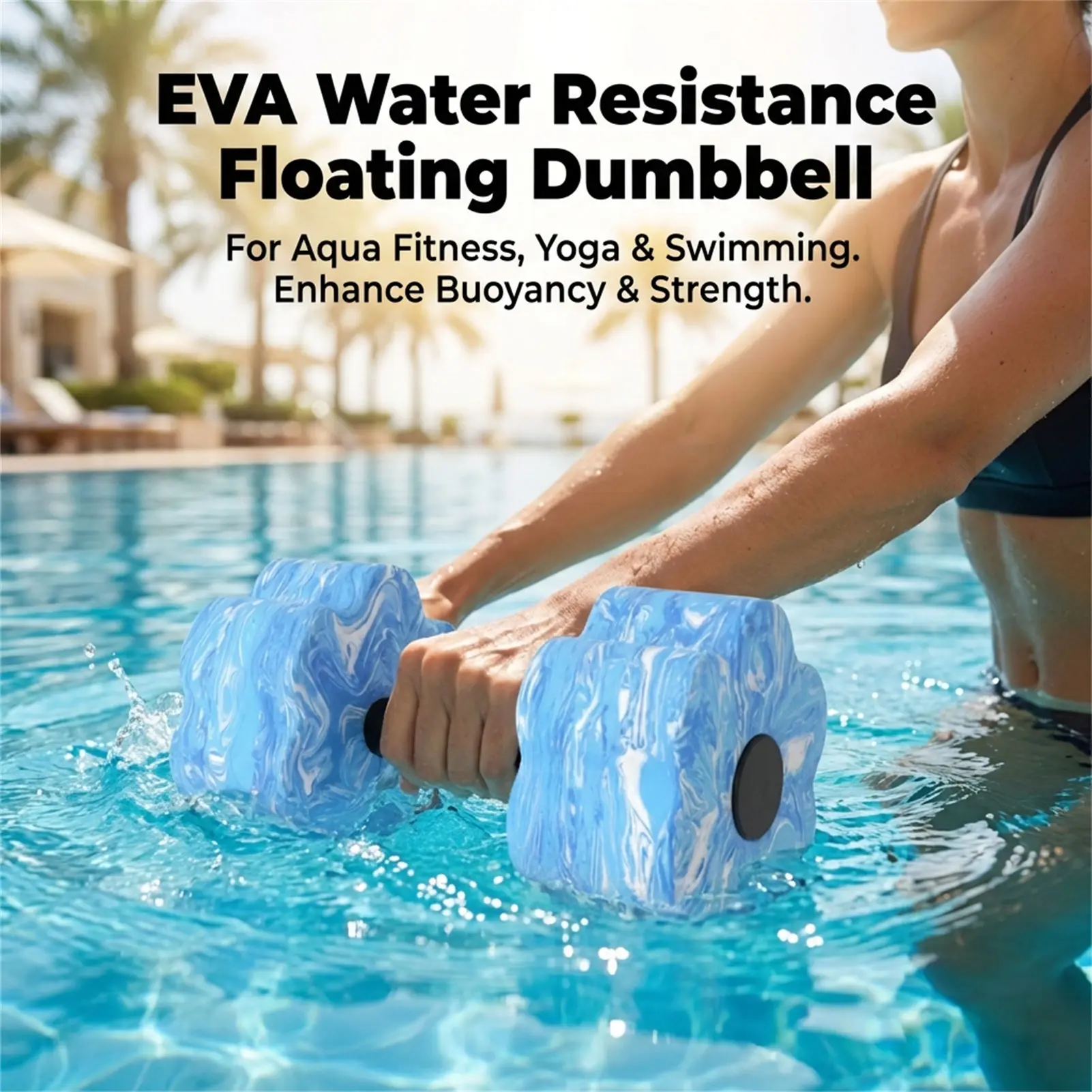 Mancuernas acuáticas EVA – Resistencia flotante para natación y fitness