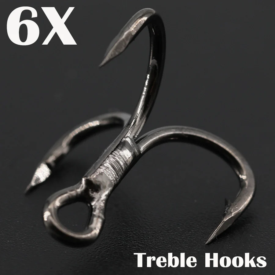 6X Fishing Treble Hooks 50Pcs Barbed Sharp Triple Sea Fishing Hooks Hard Lures for Freshwater Saltwater Fishing Accessories - imagen 2