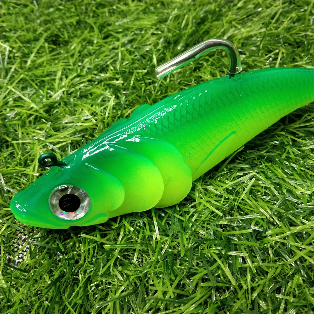 1 unidad de anzuelo con cabeza de anzuelo de 190mm y 98g, cebo suave de silicona, Señuelos de Pesca Wobblers, Swimbait de goma Artificial para sábalo, lubina, carpa, Leurre - imagen 3