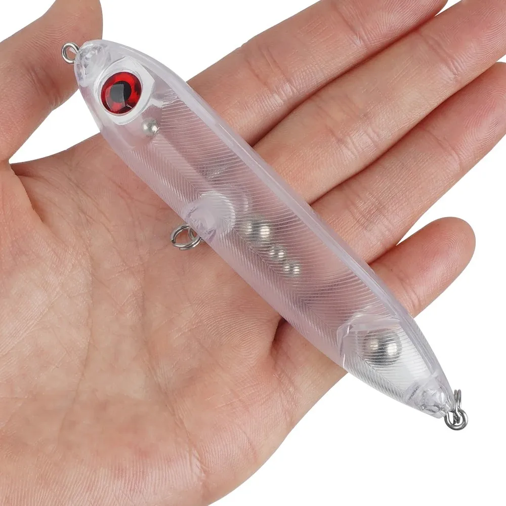 Señuelos de pesca sin pintar, cebos de lápiz en blanco Crankbait con ojos de pesca 3D, Walleye, trucha, pesca de lubina, señuelos de superficie, 2 uds.