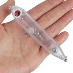 Señuelos de pesca sin pintar, cebos de lápiz en blanco Crankbait con ojos de pesca 3D, Walleye, trucha, pesca de lubina, señuelos de superficie, 2 uds.