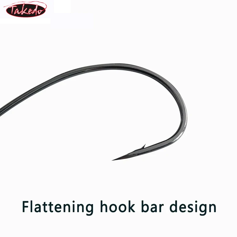 TAKEDO 20 piezas 9003 CD anzuelo de pesca con manivela de níquel negro 5/0 - 1 #   3X fortalecer anzuelo de gusano cebo de Jigging Texas Rig carpa lubina anzuelo - imagen 5