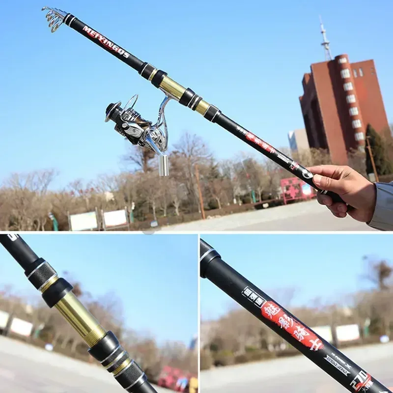 Caña de pescar telescópica portátil de alta calidad 2,1 M, 2,4 M, 2,7 M, 3,6 M, 3,9 M, 4,5 M viaje mar barco caña de pescar en roca equipo de pesca de carpa - imagen 3