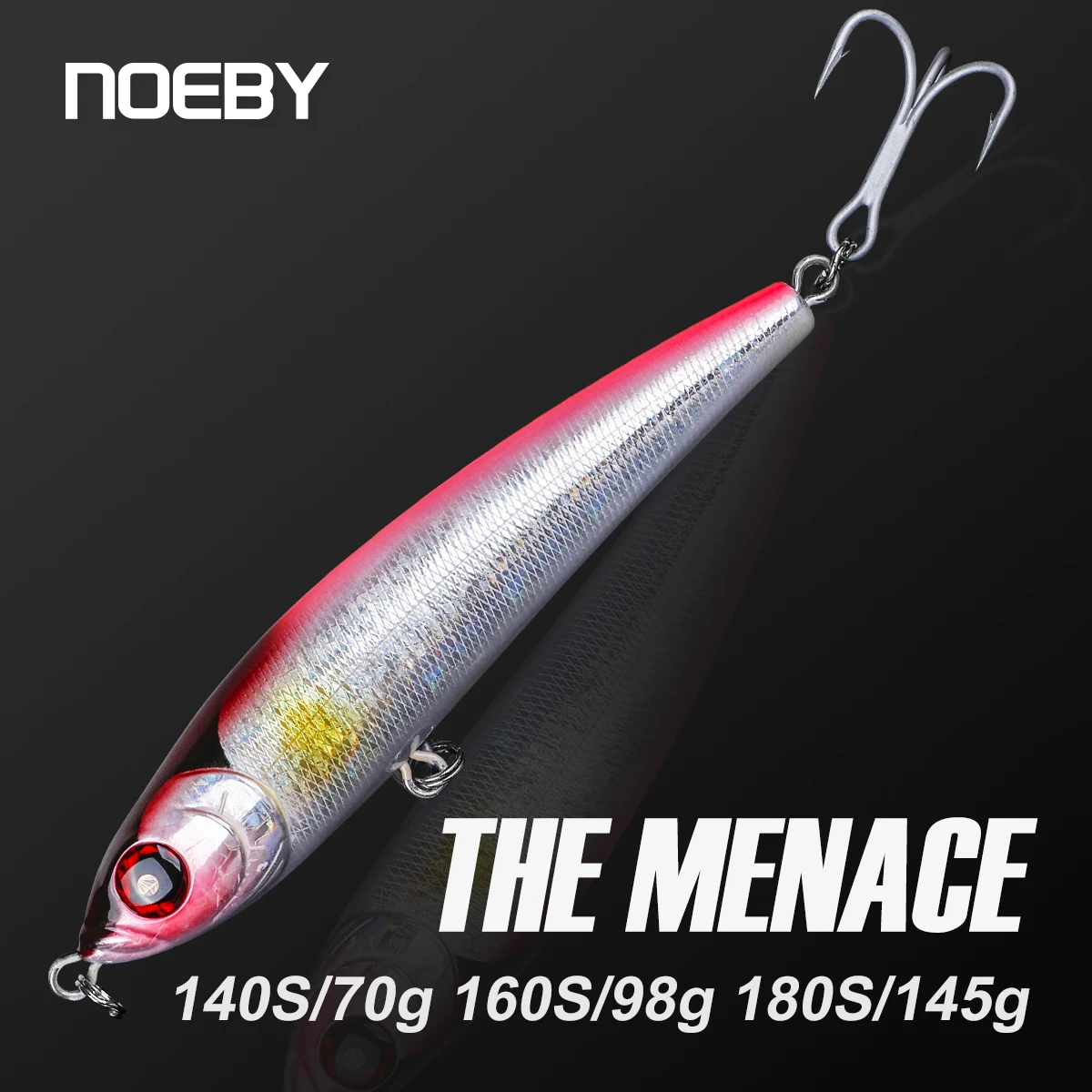 NOEBY-señuelo de pesca Stickbait, 140mm, 70g, 160mm, 98g, 180mm, 145g, cebo duro Artificial, juego grande, Señuelos de pesca de atún marino