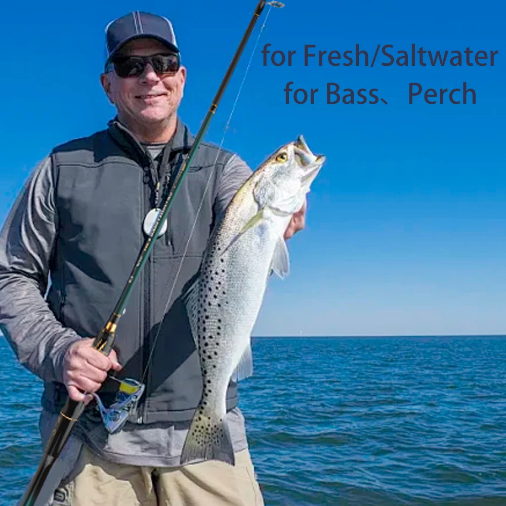 ROLLFISH M/MH Power 2 puntas de fibra de carbono diseño de caña de pescar giratoria para pesca en agua dulce/salada + hilo de pescar de 100m - imagen 5