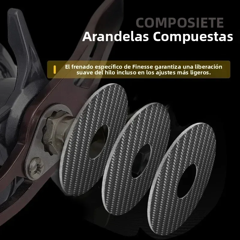 Huidiao 7,2: 1 carrete de Baitcasting de 15 etapas N48 freno magnético y Drag Cilcker Birds-Nest Baitcaster de fundición libre para pesca Finesse - imagen 4