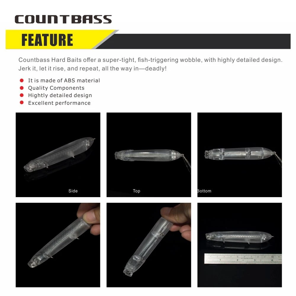 Countbass-Señuelos duros en blanco, 10 Uds., 100mm/3,95 ", 15,5g/0,55oz, Topwater flotante, Popper, cebo de pesca sin pintar, Wobblers - imagen 4