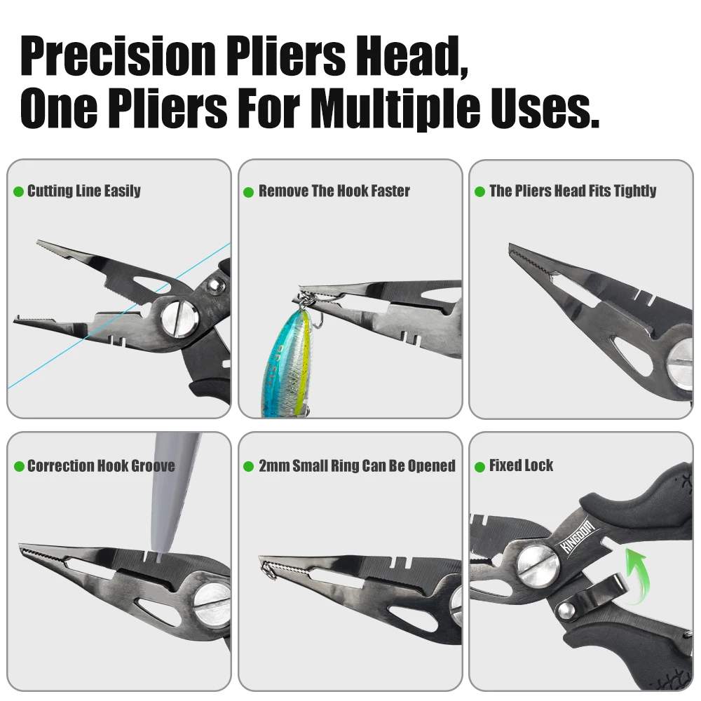 Kingdom-Alicates de pesca de 62g, cortador de línea, alicates multifuncionales, tijeras para nudos de acero, removedor de anzuelos, equipo de accesorios de pesca - imagen 4