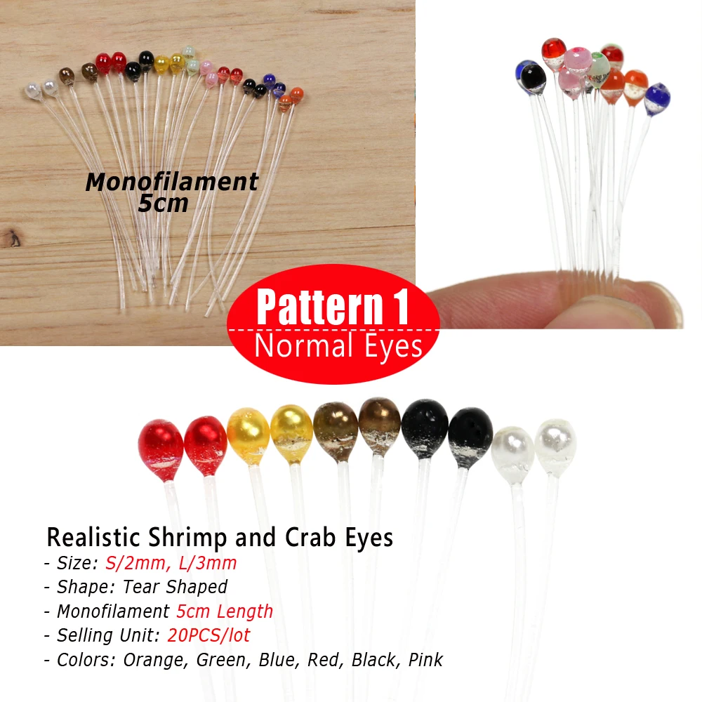 Bimoo 20 piezas 2mm 3mm pequeño UV cangrejo camarón mosca ojos para cebo Pike salmón agua salada pesca moscas atado materiales fluorescentes - imagen 3