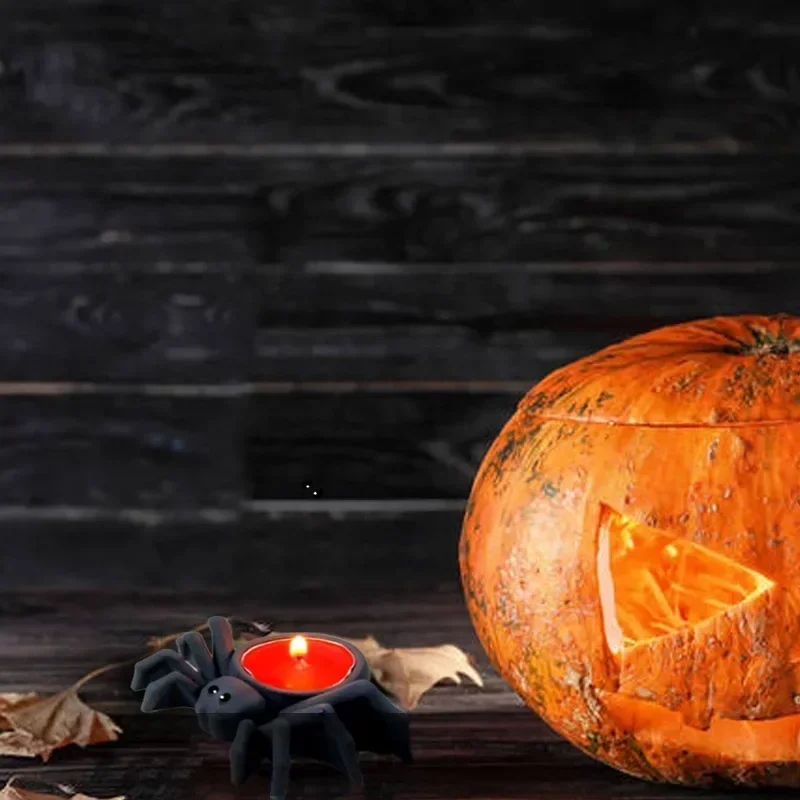 Molde portavelas estilo Halloween, araña 3D hecha a mano, moldes creativos de silicona, decoración gótica de araña, candelabro, molde para taza de vela - imagen 3