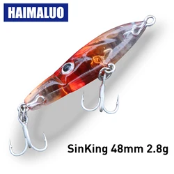 HAIMALUO, nuevos peces pequeños, Señuelos de Pesca duros, Mini señuelo tipo lápiz que se hunde, 48mm, 2,8g, cebo para perca de trucha, cebo de pesca rodante, pesca en roca