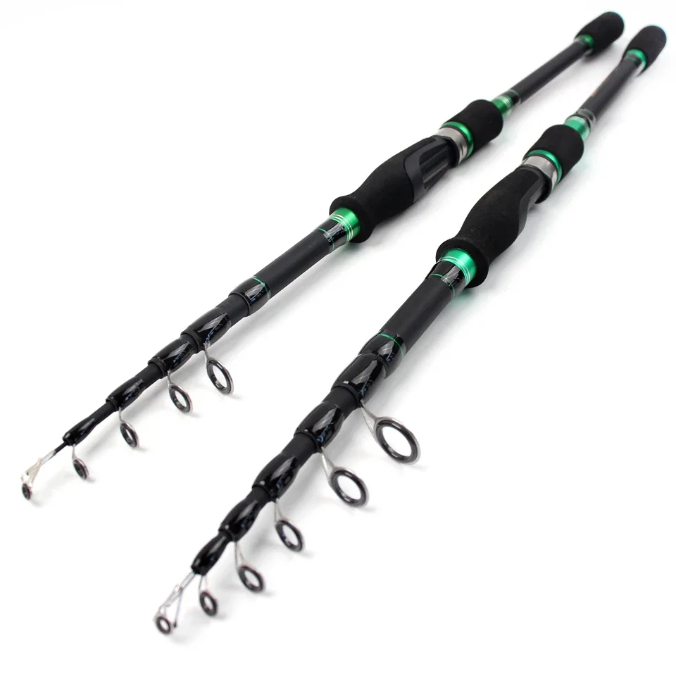 Caña de pescar telescópica duradera: hecha de fibra de carbono de alta densidad, con guías y articulaciones reforzadas, un aparejos de pesca profesionales - imagen 5