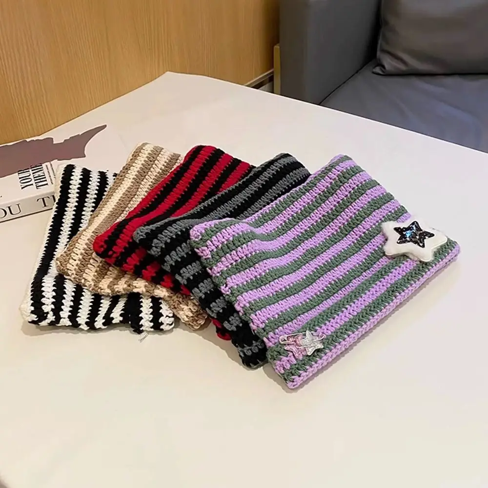 Gorro Y2K con orejas de diablo para mujer, gorro de lana tejido a rayas, estilo Hip-hop, con orejas de gato, jersey puntiagudo, Otoño e Invierno - imagen 4