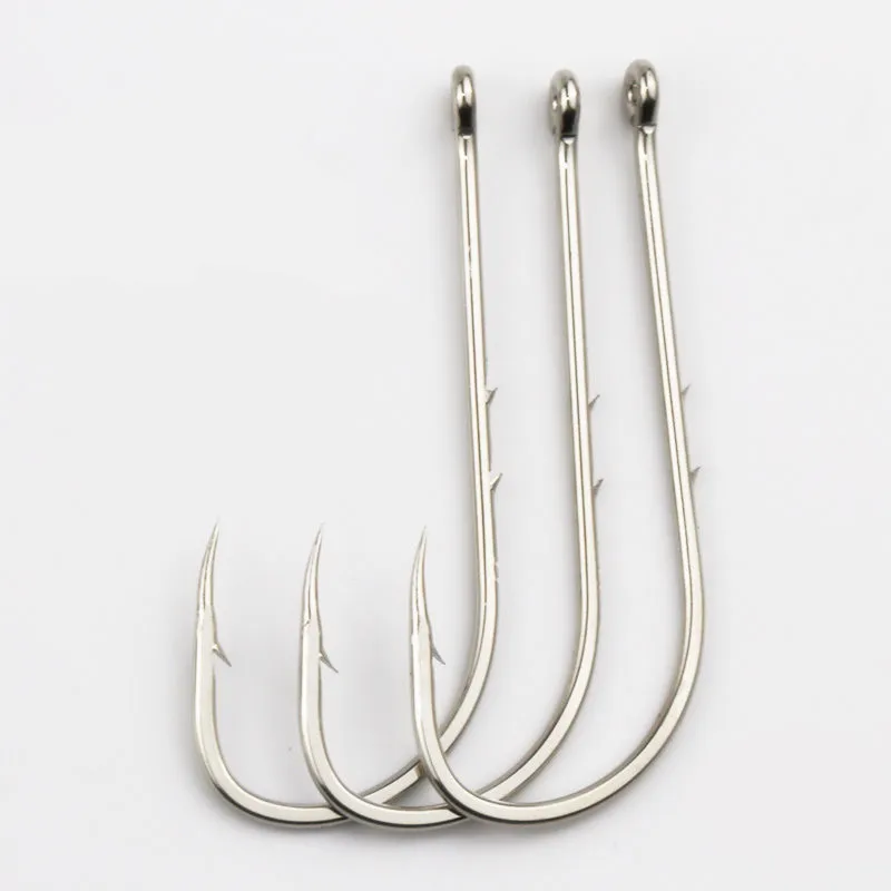 Gancho de pesca individual, abrazadera de pez de carpa de mar, Círculo de bucle abierto con agujero, accesorios de pesca, 50 unids/lote/caja 3-12 # - imagen 3