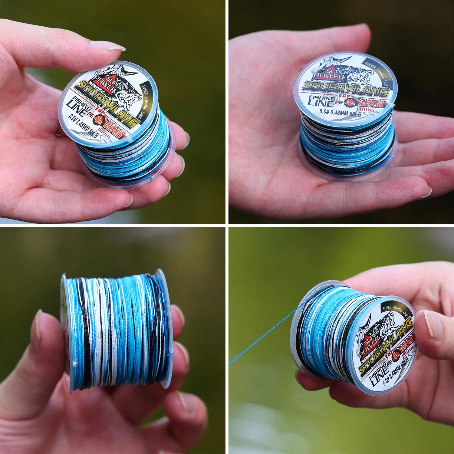 Sougayilang-sedal de pesca trenzado de PE, 4 hebras, 100M, multifilamento, herramienta de sedal de pesca de carpa, pesca de lubina, línea de PE - imagen 4