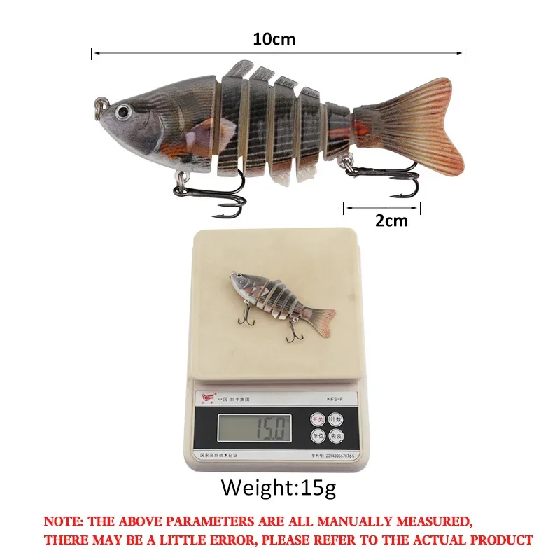 Swimbait pesca wobbler realista 7 segmentos Crankbait cebo duro lento 10cm 15g Isca señuelos artificiales aparejos de pesca - imagen 5