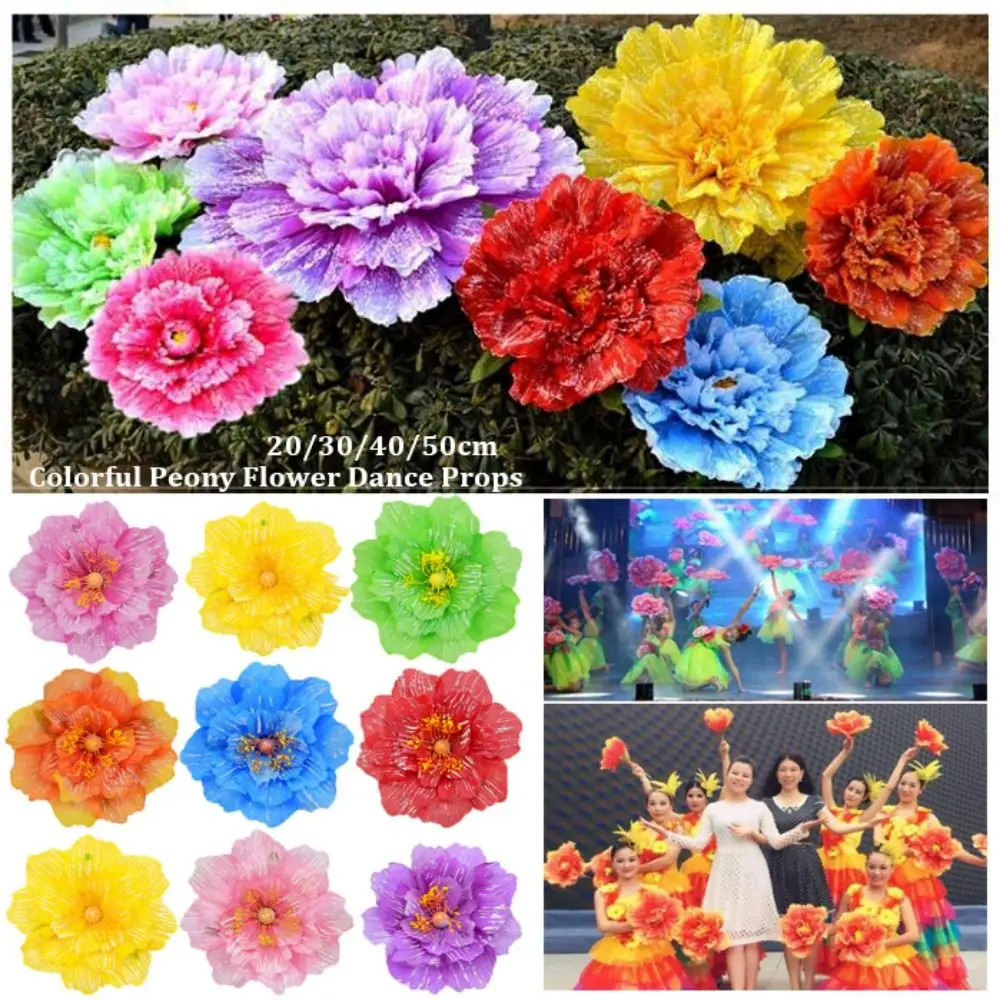 Peonías de tela para danza, flores de mano para actuaciones - imagen 3