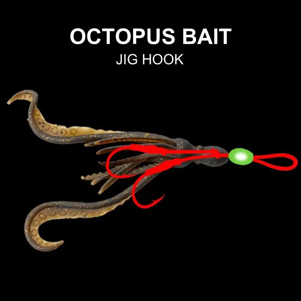 20 unids/set Jig Wobblers cebo suave de silicona gusano pulpo Señuelos de pesca 10cm 4,8g camarones hundimiento giratorio Twintails pesca en el mar - imagen 4