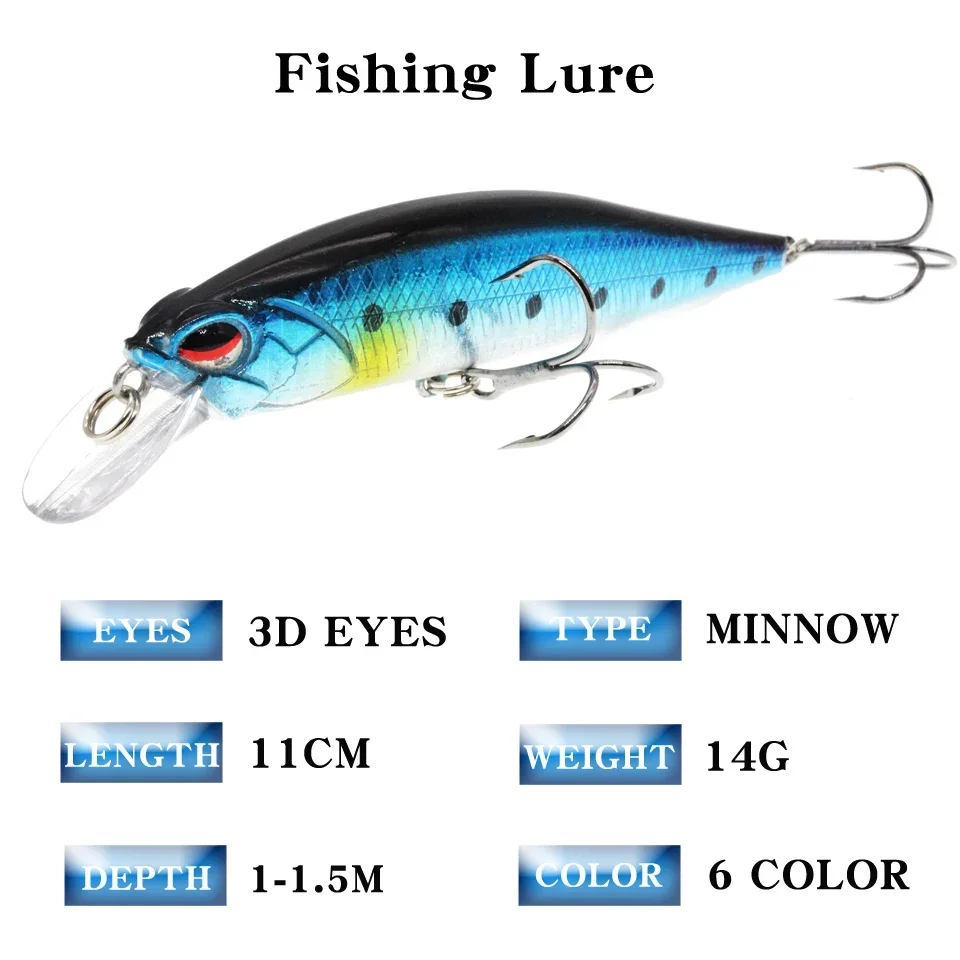 Minnow Wobblers-señuelo de pesca, cebos de plástico Crankbait duro de alta calidad, 1 piezas, 11cm - imagen 3