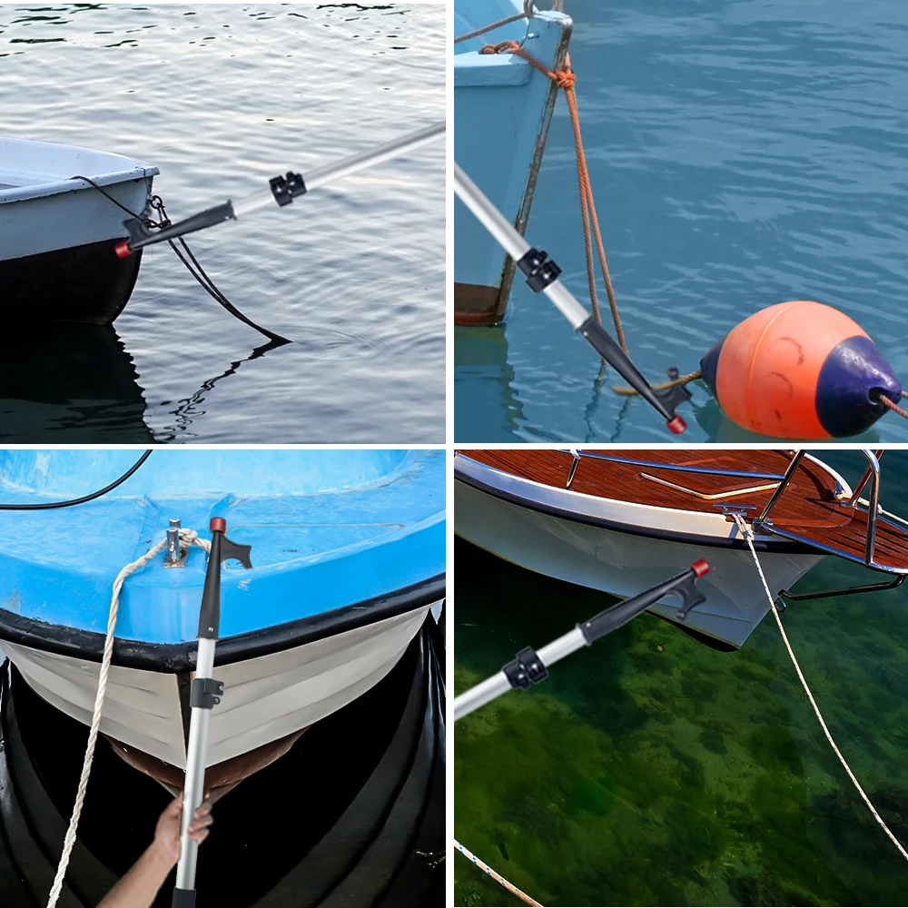 Gancho telescópico para Kayak marino, poste para acoplamiento de 47,2 pulgadas a 82,6 pulgadas, eje de aluminio anodizado, anillo de bloqueo de punta de PC - imagen 3