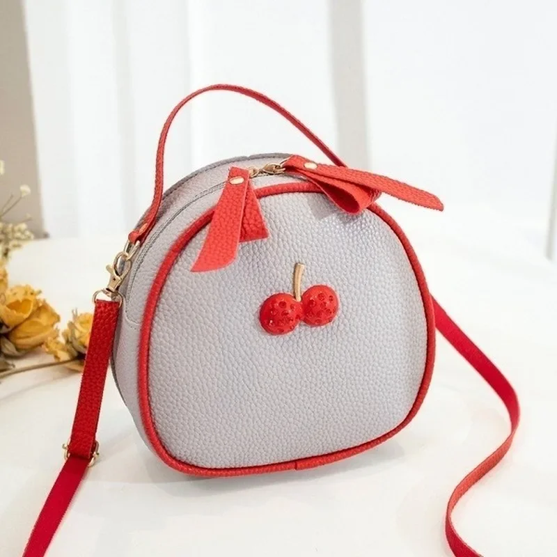 Nuevo diseño de Litchi, mochila pequeña de cereza de Color contrastante, bandolera de un solo hombro para teléfono móvil para mujer - imagen 5