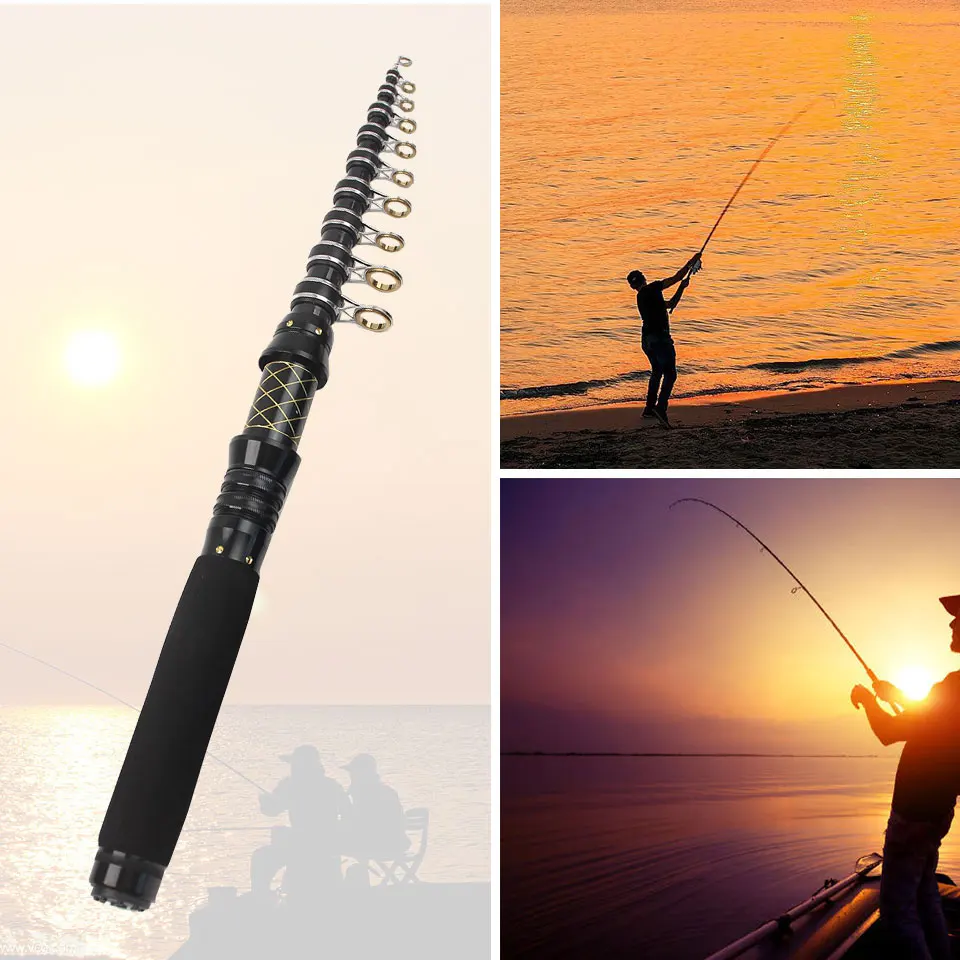 Caña de pescar de bolsillo portátil, 2,1 M/2,4 M/2,7 M/3M, caña de mar telescópica de fibra de carbono, acción rápida, sensible, ligera, fundición precisa - imagen 3