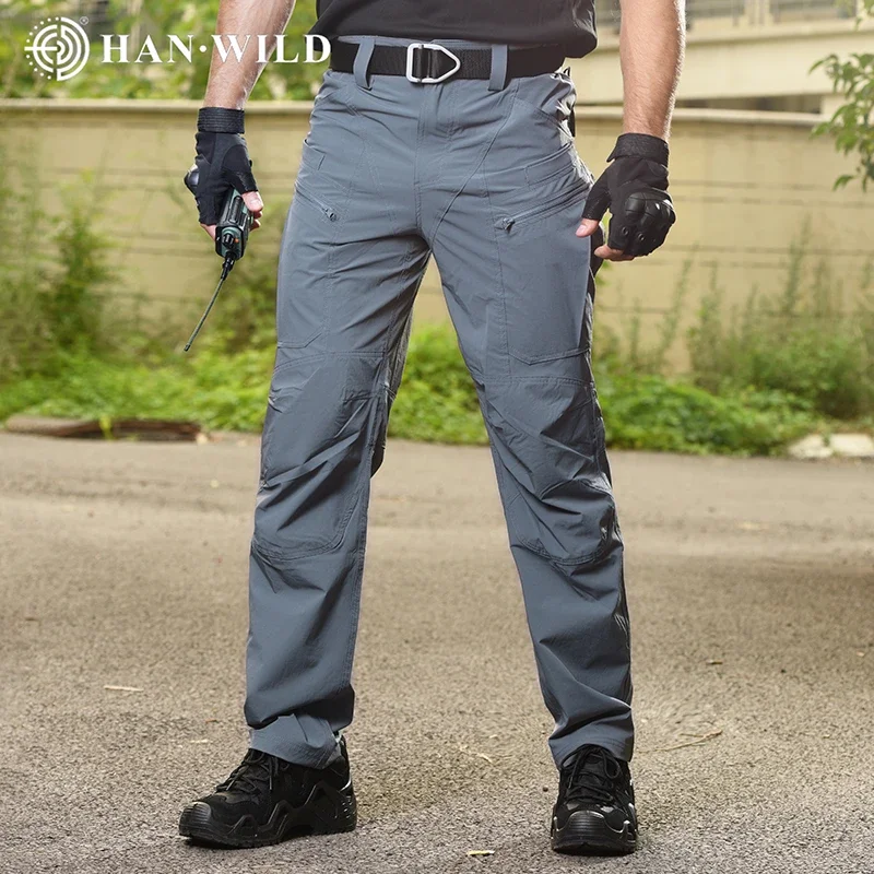 Pantalones de secado rápido para hombre, pantalones de pesca tácticos ligeros para senderismo al aire libre, pantalones Cargo de nailon, ropa de trabajo informal para gimnasio - imagen 3