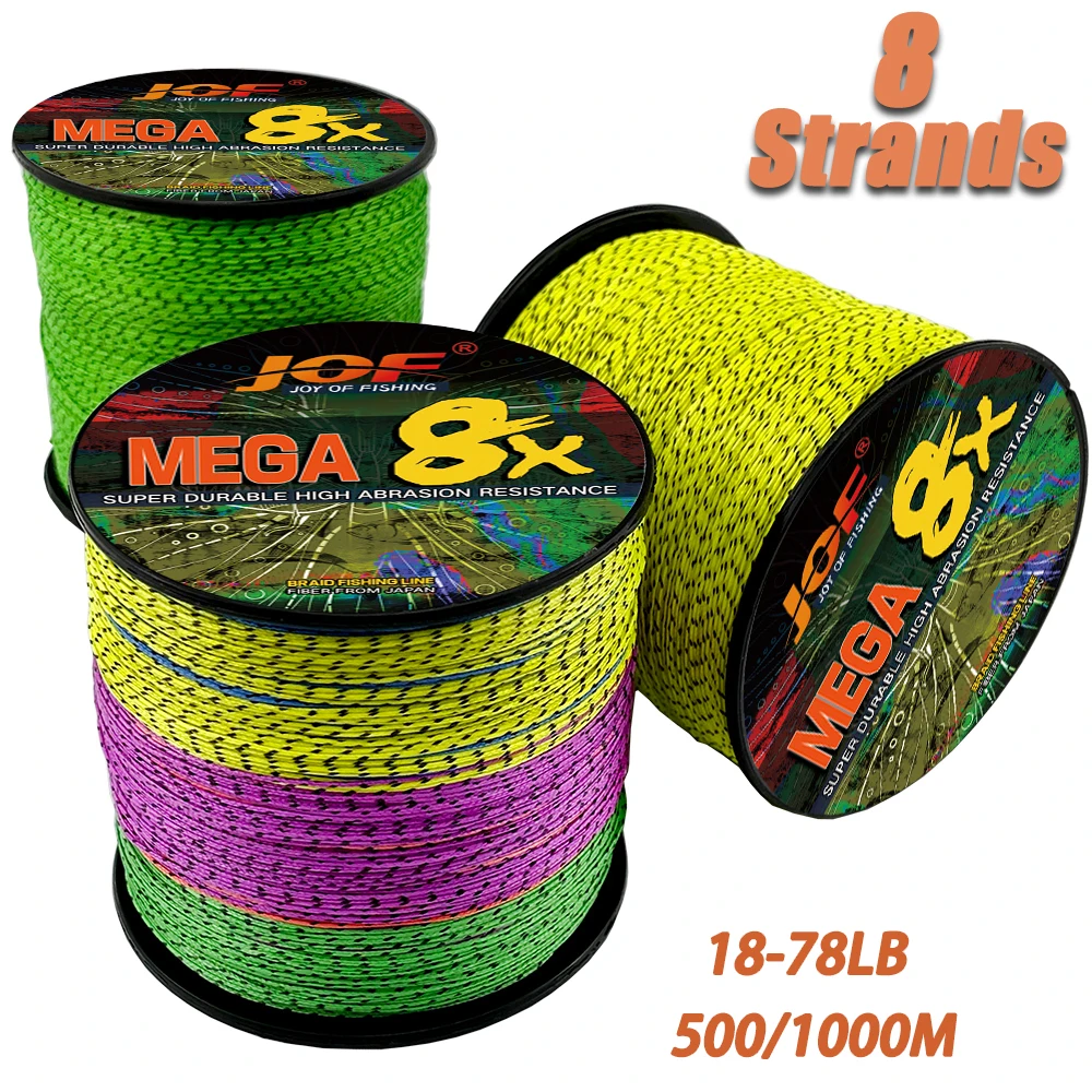 JOF-sedal de pesca trenzado X8, 8 soportes, 500/1000M, líneas invisibles de fsihing, 18-78LB, línea manchada, multifilamento - imagen 2