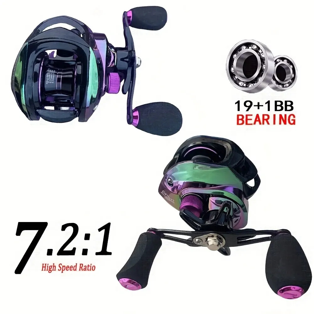 Carrete de pesca Baitcasting de alta velocidad, relación de engranaje 7,2: 1, freno magnético fuerte, carretes de pesca de potencia máxima de 10kg para toda el agua - imagen 2