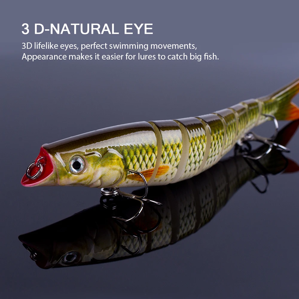 Hanlin-señuelo de pesca multiarticulado, 140mm/22g, Crankbait para trucha, 9 segmentos, Wobblers que se hunden, Swimbait duro Artificial, aparejos de lubina - imagen 3