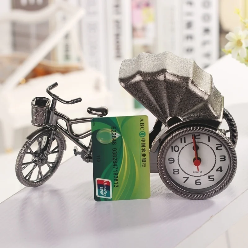 Reloj despertador clásico Retro creativo con forma de rickshaw para decoración de escritorio, reloj de noche para estudiantes y niños, bonito reloj despertador para niños - imagen 4