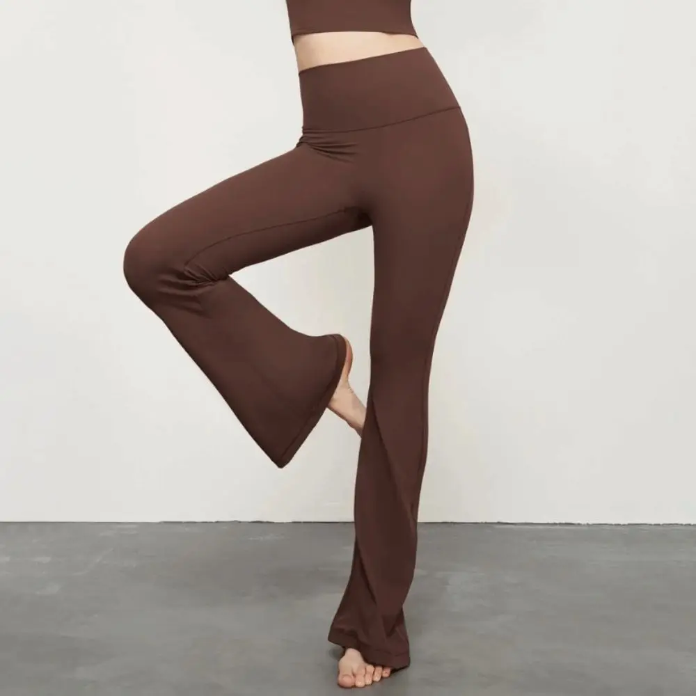 Pantalones acampanados deportivos de cintura alta para Pilates, pantalones de Yoga elásticos de pierna ancha, pantalones de Fitness de secado rápido para levantamiento de cadera, ejercicio - imagen 4